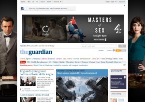 Guardian homepage with ads
